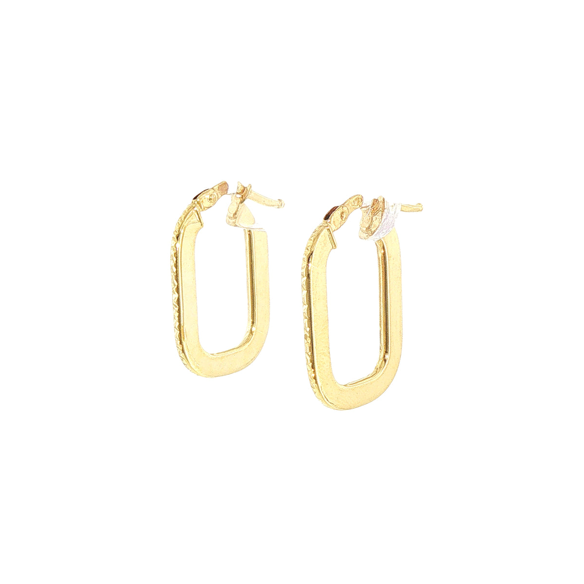 Flat Rectangle Hoop Earrings in 9ct Yellow Gold
