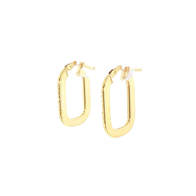 Flat Rectangle Hoop Earrings in 9ct Yellow Gold