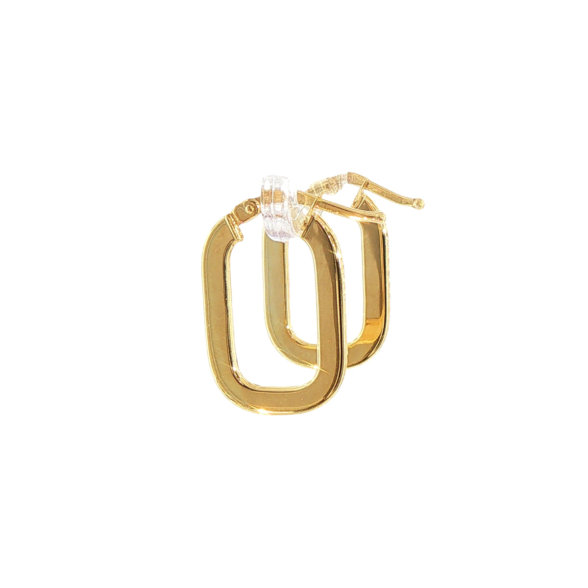 Flat Rectangle Hoop Earrings in 9ct Yellow Gold