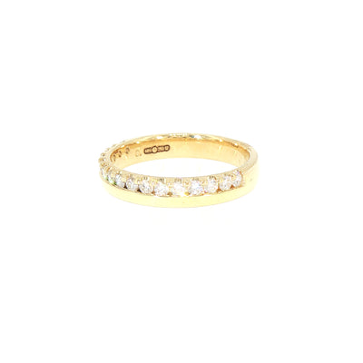 Ladies Offset Natural Diamond Wedding Band in 18ct Yellow Gold