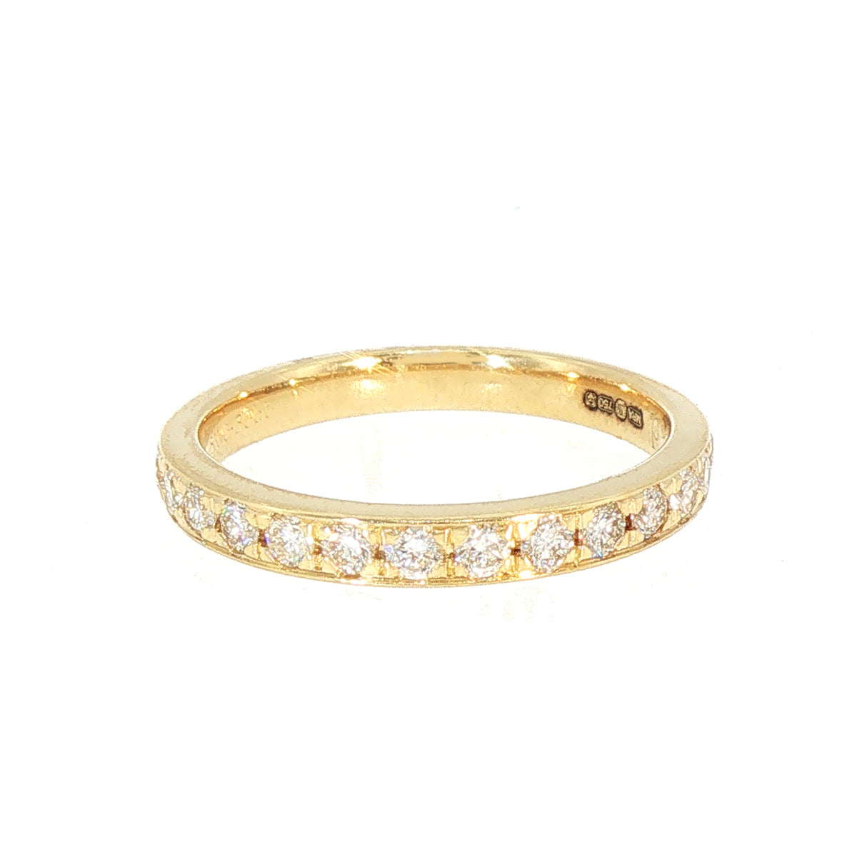 Millgrain Natural Diamond Set Wedding Ring in 18ct Yellow Gold