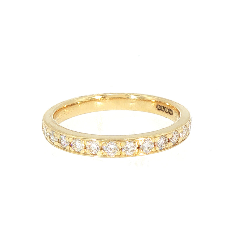 Millgrain Natural Diamond Set Wedding Ring in 18ct Yellow Gold