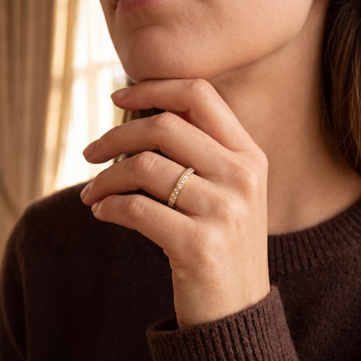 Millgrain Natural Diamond Set Wedding Ring in 18ct Yellow Gold