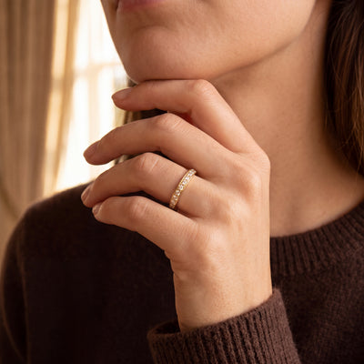 Millgrain Natural Diamond Set Wedding Ring in 18ct Yellow Gold