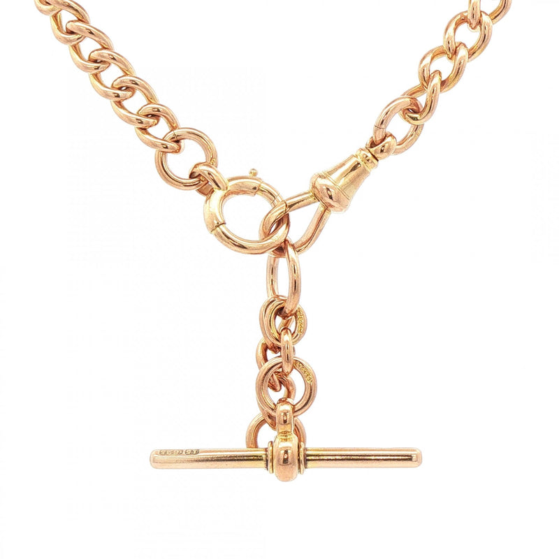 44g 16" Curb Albert T-Bar Chain in 15ct Rose Gold