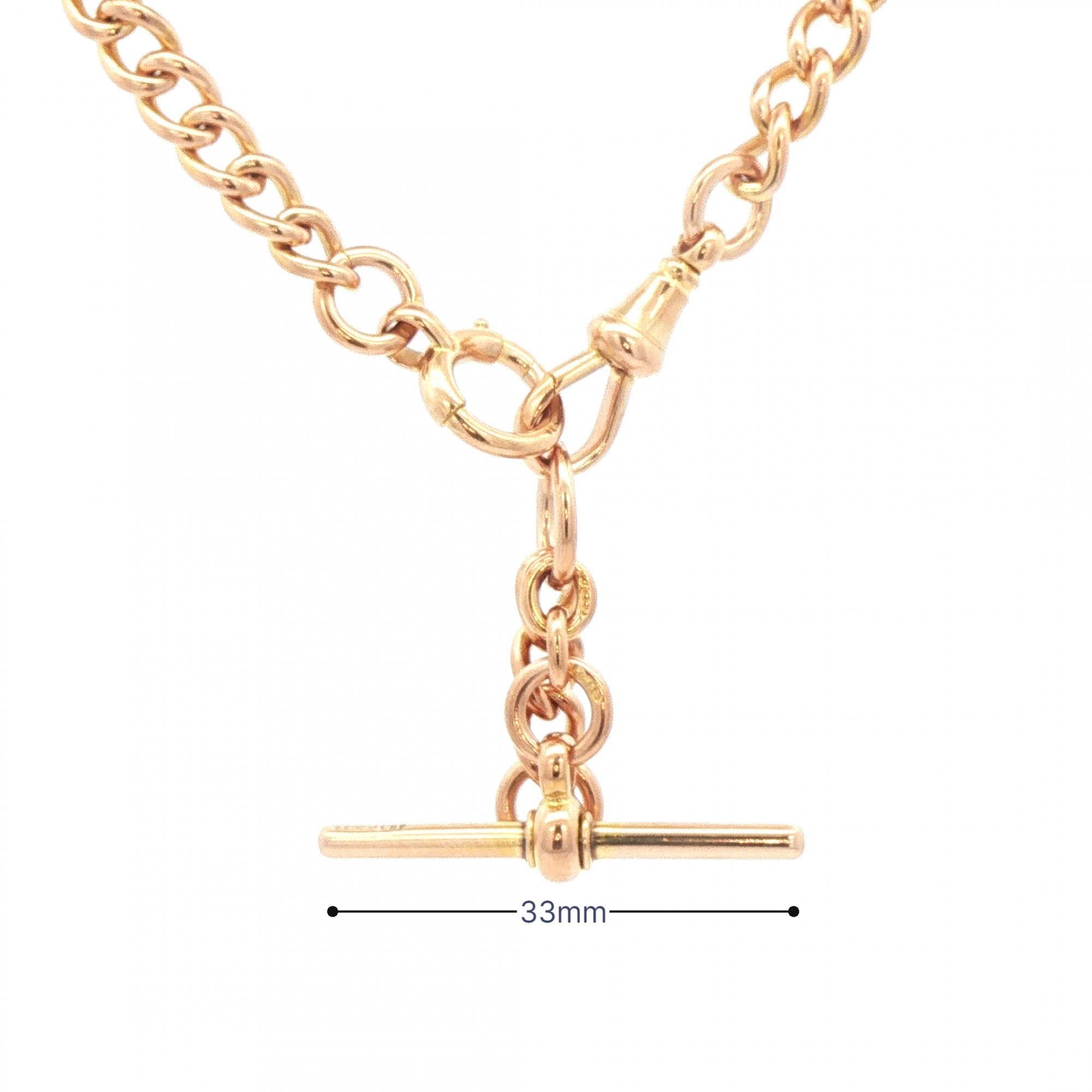 44g 16" Curb Albert T-Bar Chain in 15ct Rose Gold