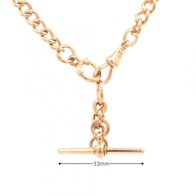 44g 16" Curb Albert T-Bar Chain in 15ct Rose Gold
