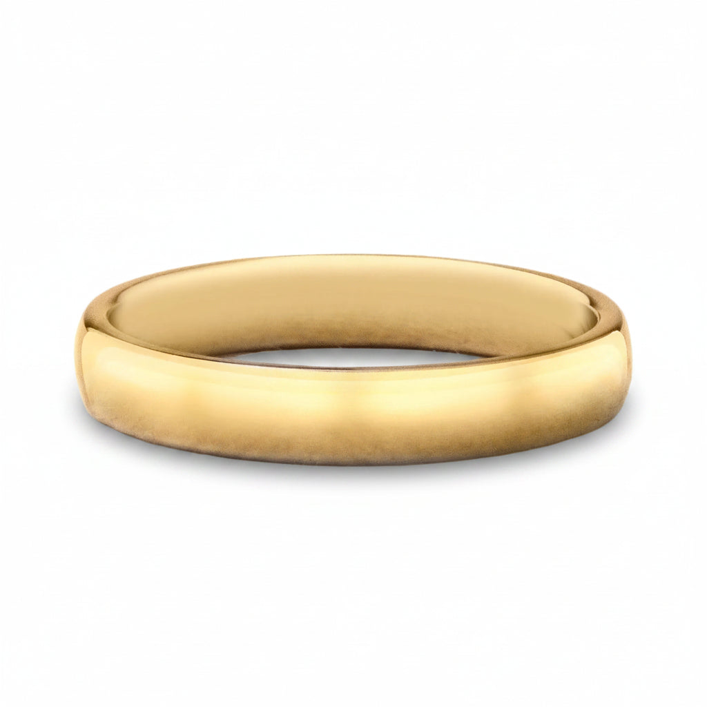 4mm Gents Classic Plain Wedding Band In 18ct Yellow Gold