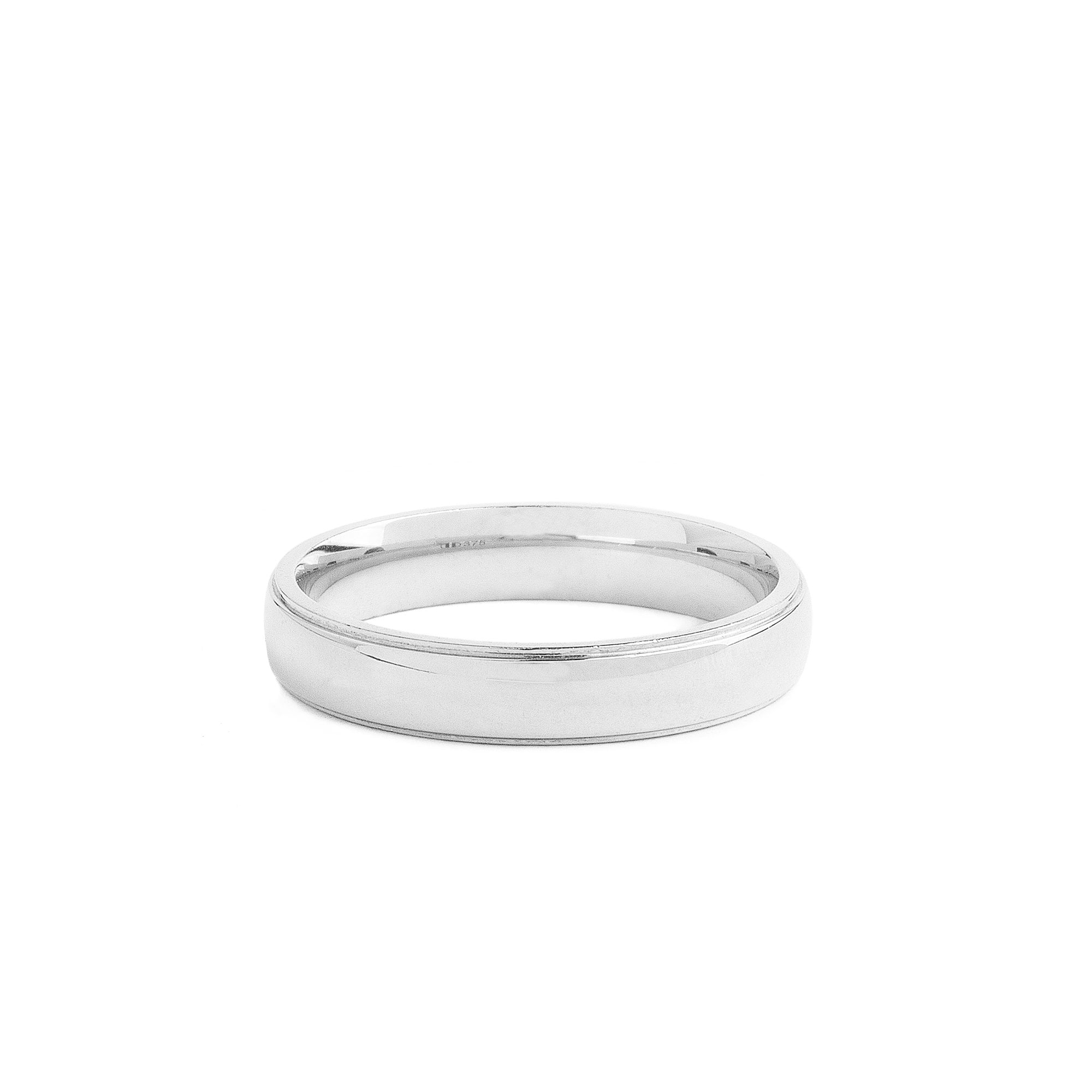 4mm Gents Edged Wedding Band In 9ct White Gold