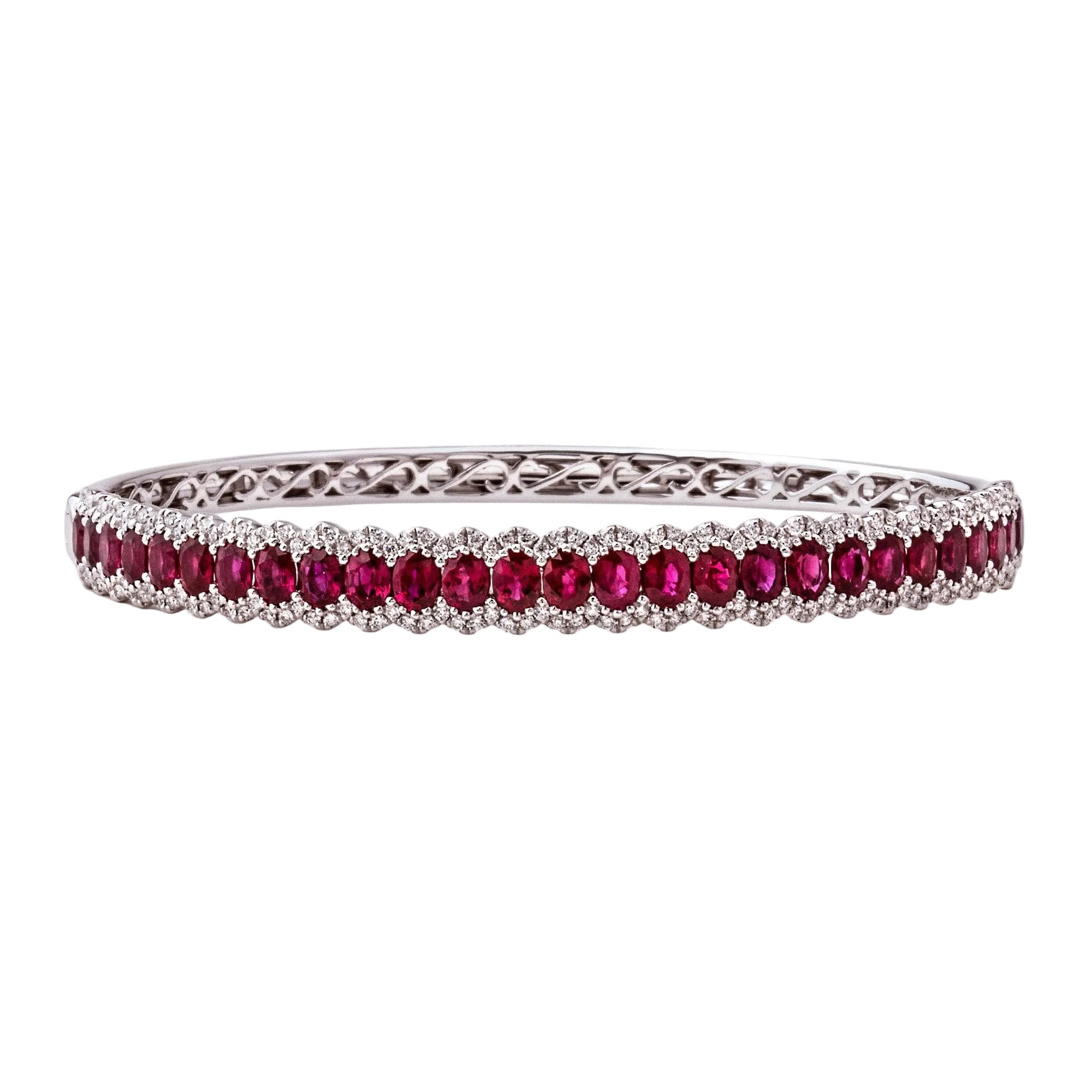 5.55ct Oval Ruby & 0.75ct Natural Diamond Bangle Set In 18ct White Gold