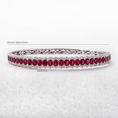 5.55ct Oval Ruby & 0.75ct Natural Diamond Bangle Set In 18ct White Gold