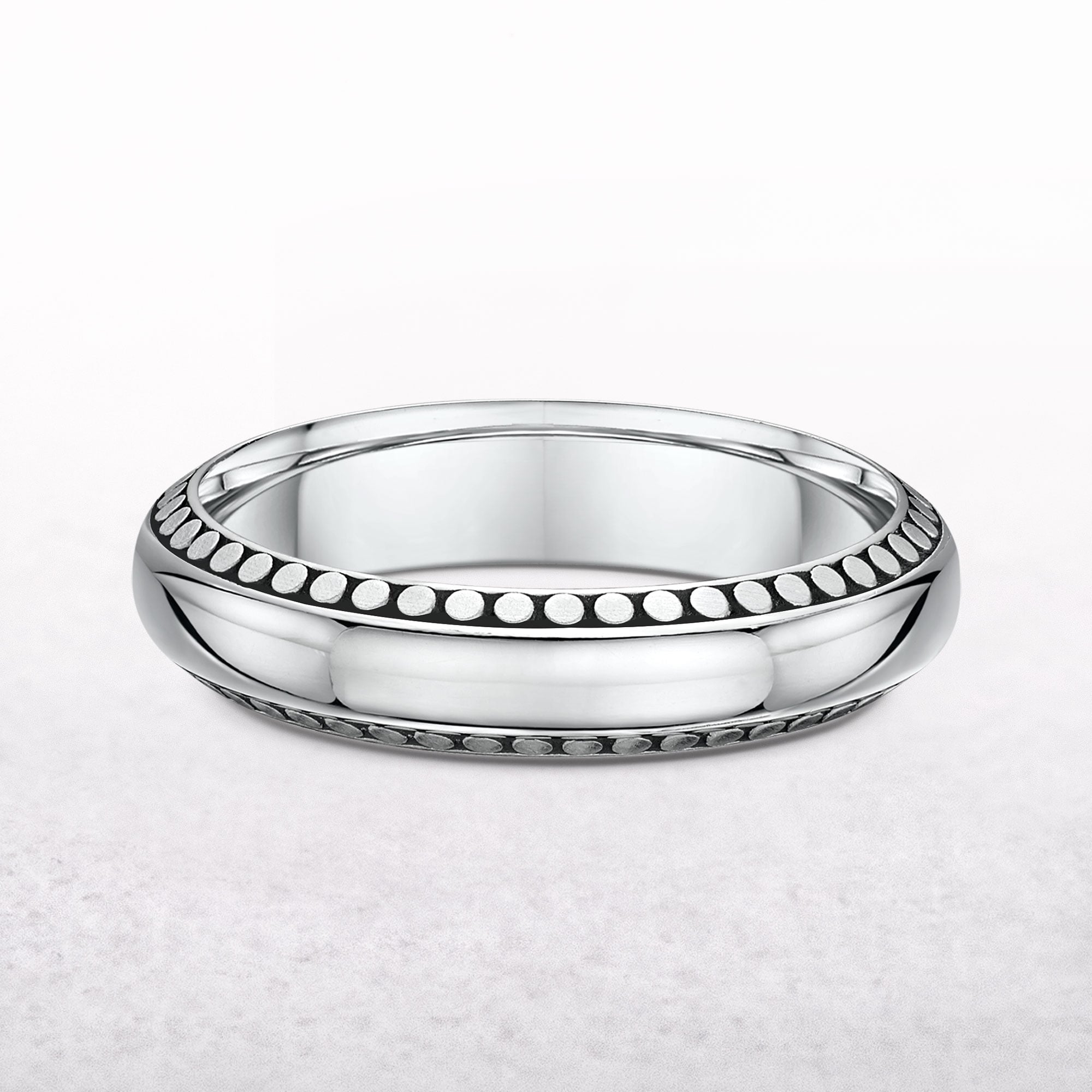 5mm Comfort Fit Fancy Gents Wedding Band In 9ct White Gold