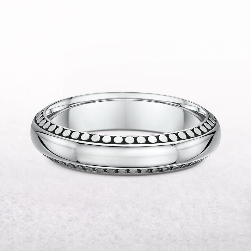 5mm Comfort Fit Fancy Gents Wedding Band In 9ct White Gold