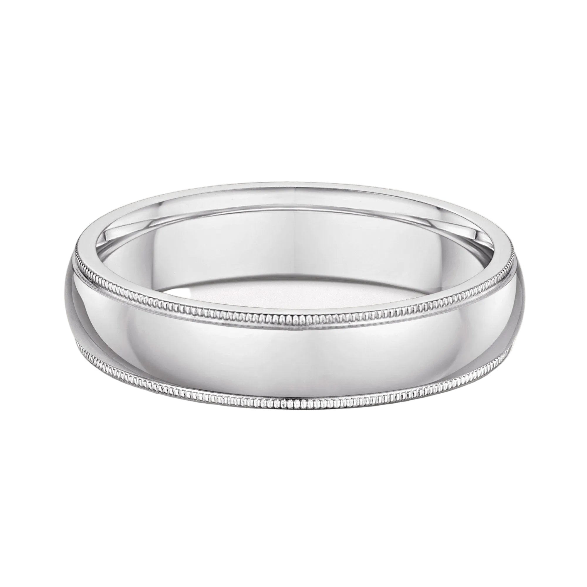 5mm Gents Beaded Edge Wedding Band In 9ct White Gold