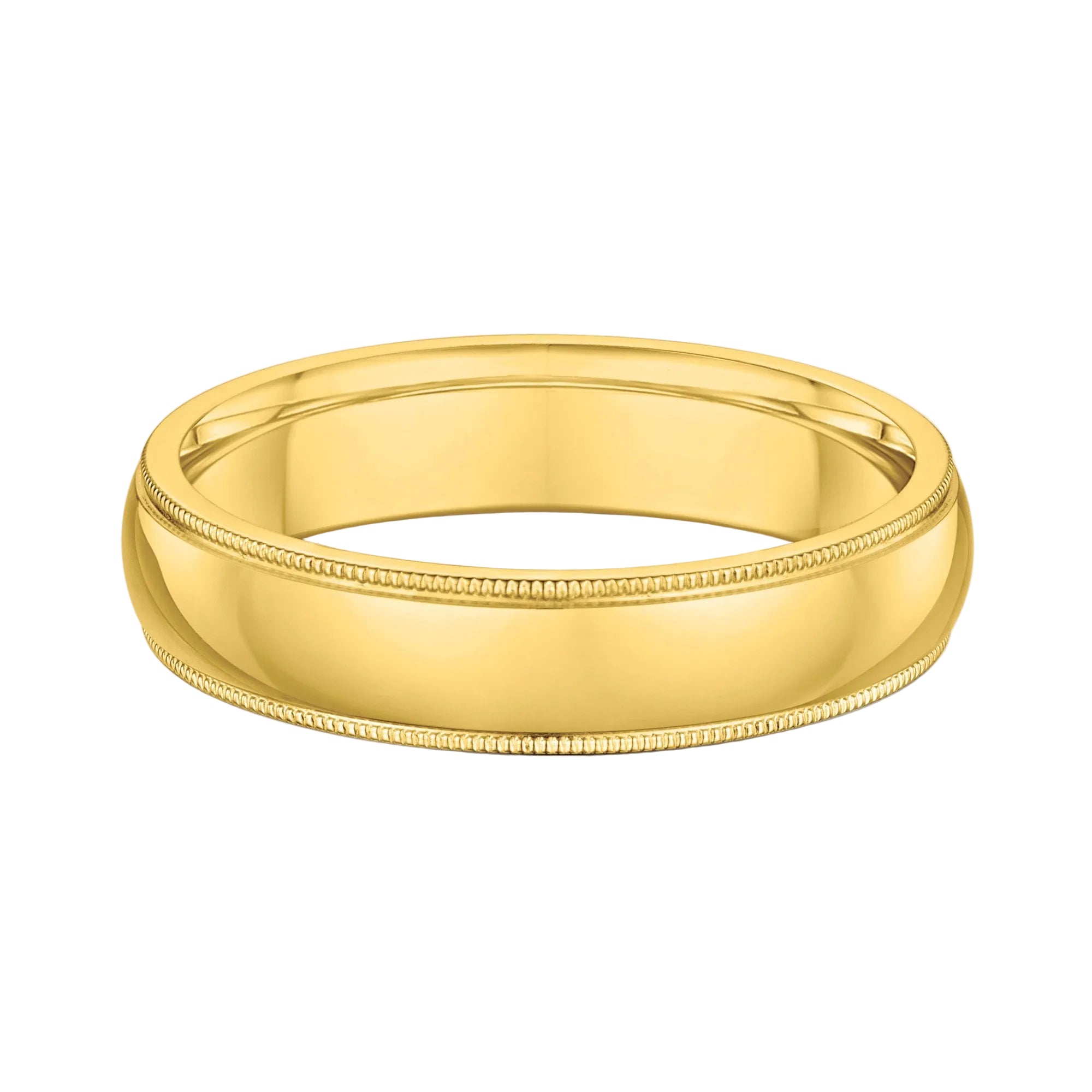 5mm Gents Beaded Edge Wedding Band In 9ct Yellow Gold