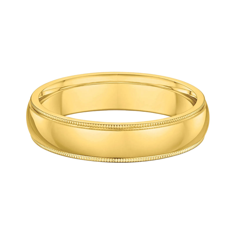 5mm Gents Beaded Edge Wedding Band In 9ct Yellow Gold