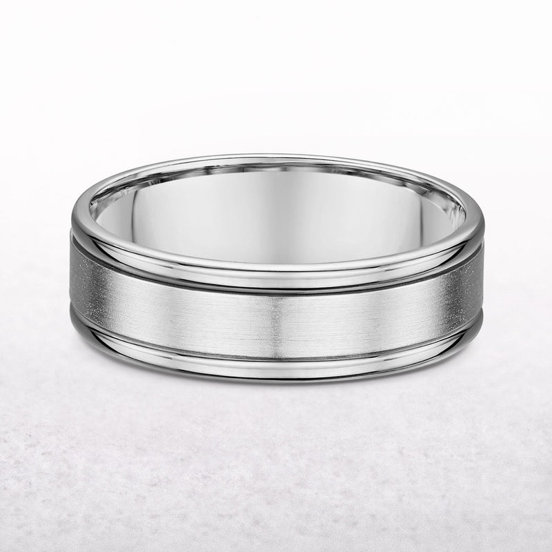 5mm Matt Finished Centre & Polished Edge Gents In 18ct White Gold