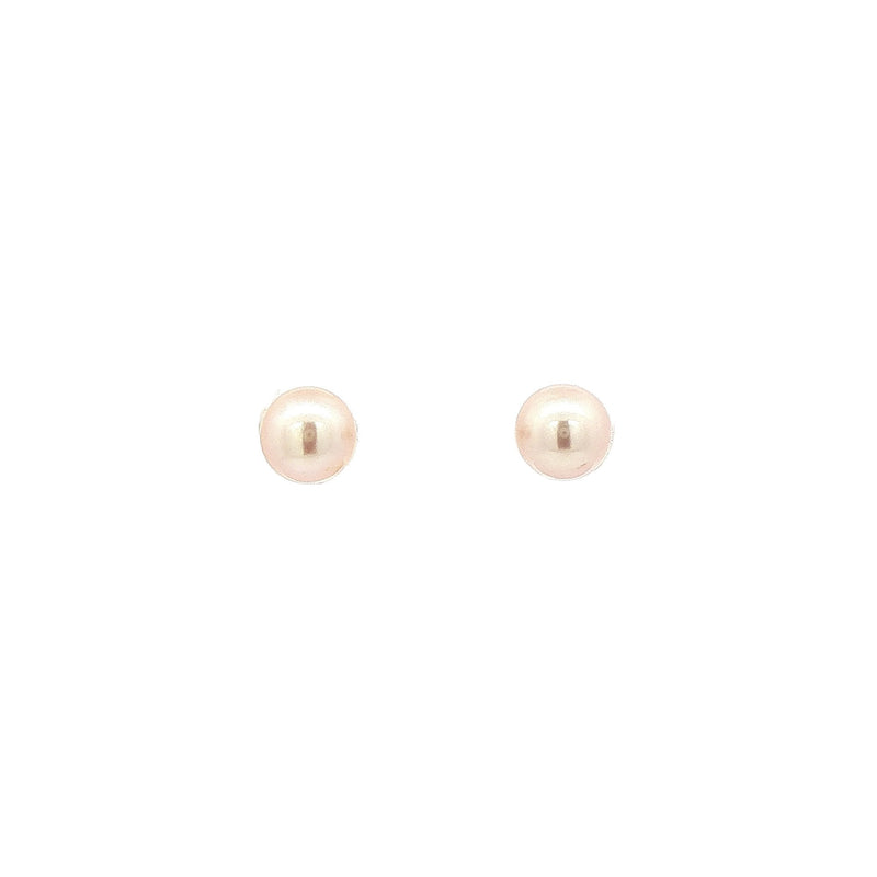 6.5-7mm Pink Cultured Pearl Earrings in 9ct Yellow Gold