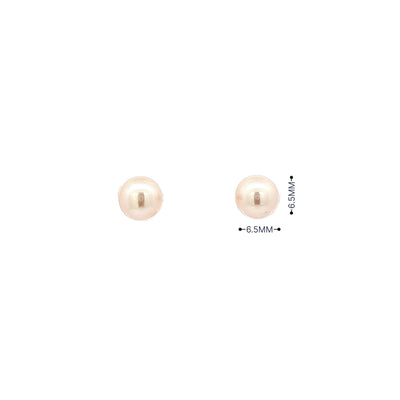 6.5-7mm Pink Cultured Pearl Earrings in 9ct Yellow Gold
