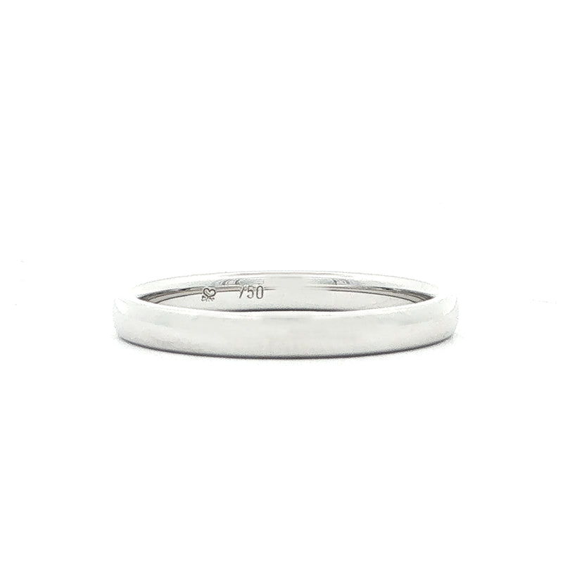 2.5mm Ladies Plain Wedding Band  In 18ct White Gold