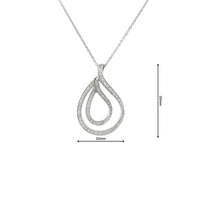 18ct White Gold Pavé Natural Diamond Double Teardrop Pendant
