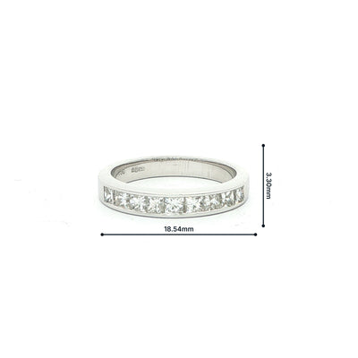 9 Stone Princess Cut 0.97ct Natural Diamond Channel Eternity Ring in 18ct White Gold