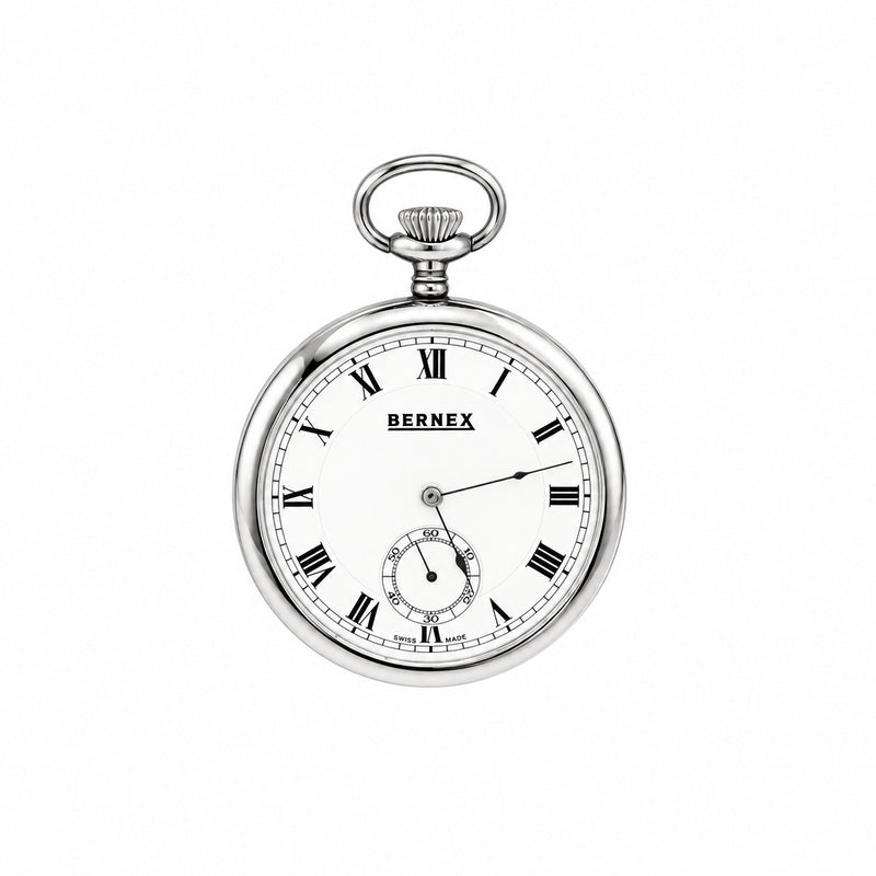 Vintage Silver Bernex Pocket Watch with Roman Numeral Dial