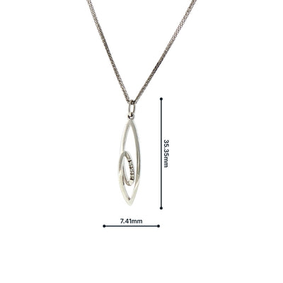 Natural Diamond Set Marquise Shape Twist Drop Pendant in 18ct White Gold