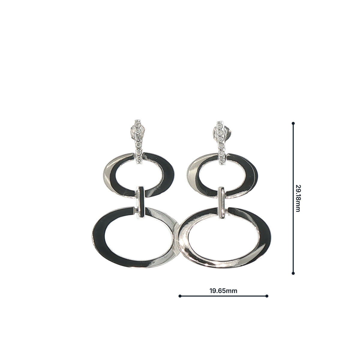 Natural Diamond Set Double Hoop Big Drop Earrings in 18ct White Gold