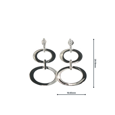 Natural Diamond Set Double Hoop Big Drop Earrings in 18ct White Gold