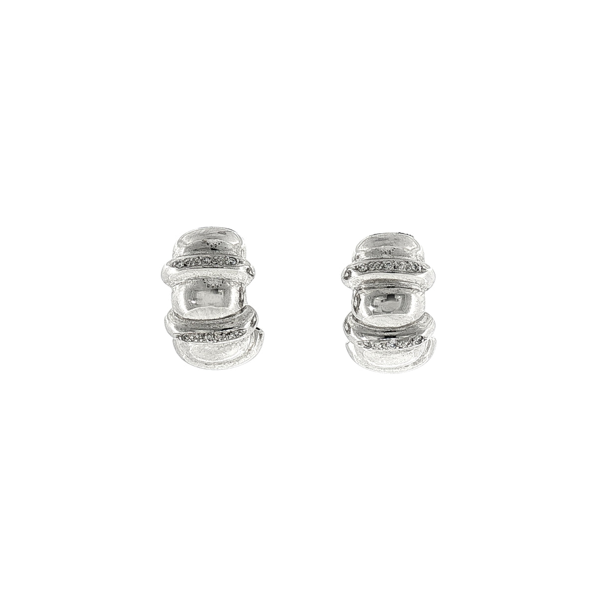 Natural Diamond Set Half Tube Earrings in 18ct White Gold