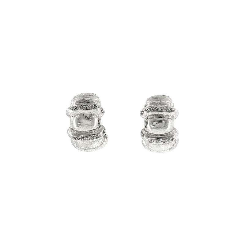Natural Diamond Set Half Tube Earrings in 18ct White Gold