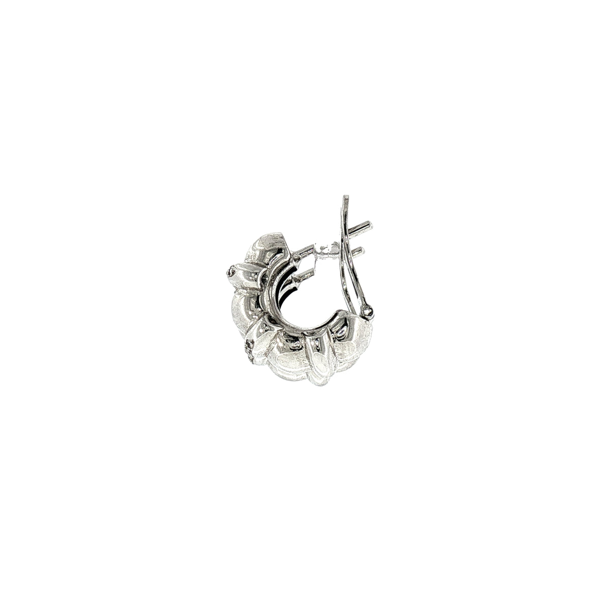 Natural Diamond Set Half Tube Earrings in 18ct White Gold