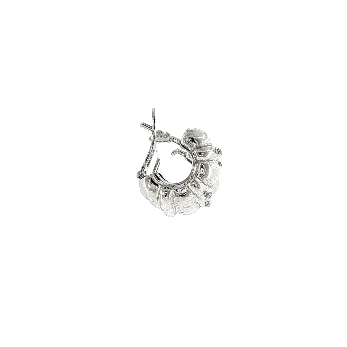 Natural Diamond Set Half Tube Earrings in 18ct White Gold