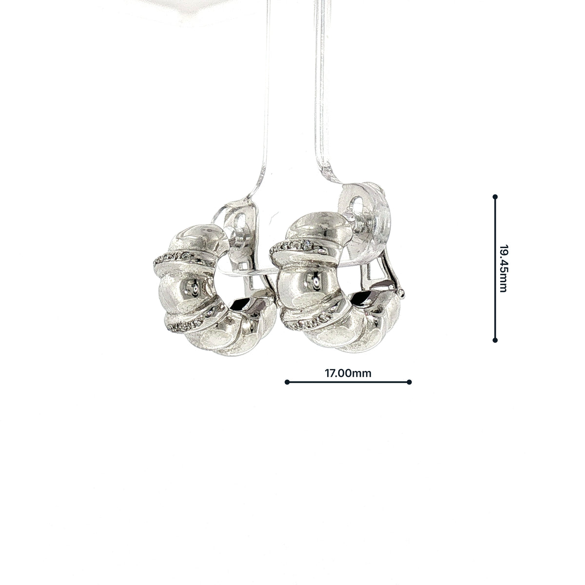 Natural Diamond Set Half Tube Earrings in 18ct White Gold