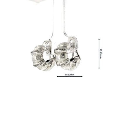 Natural Diamond Set Half Tube Earrings in 18ct White Gold