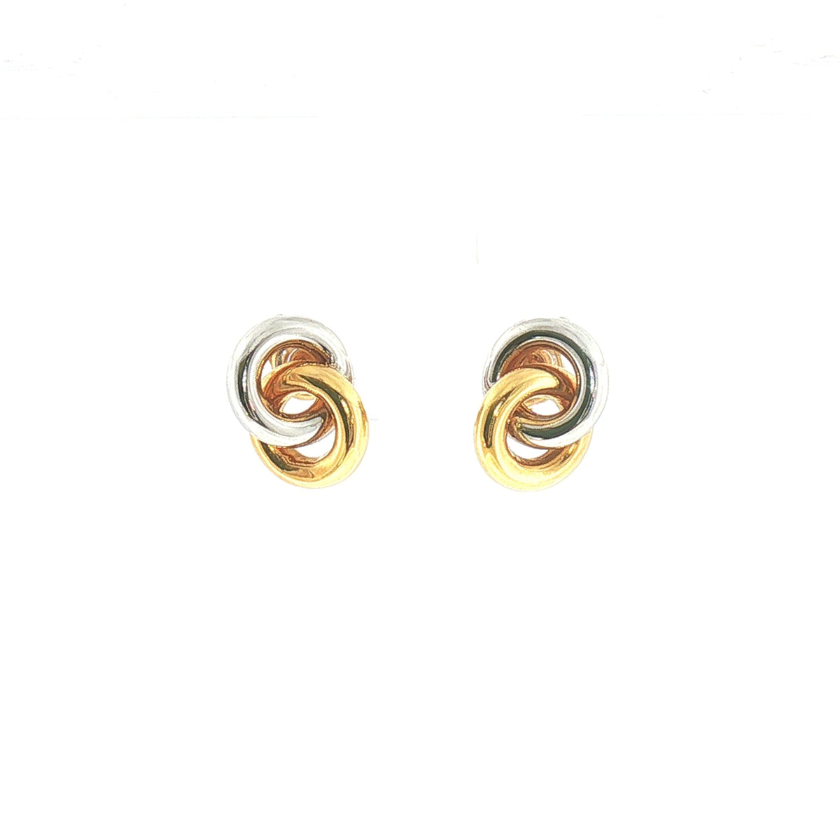 Two-Toned Double Ring Stud Earrings in 18ct