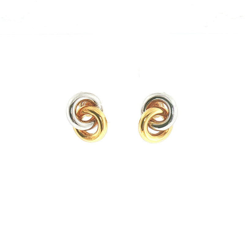 Two-Toned Double Ring Stud Earrings in 18ct