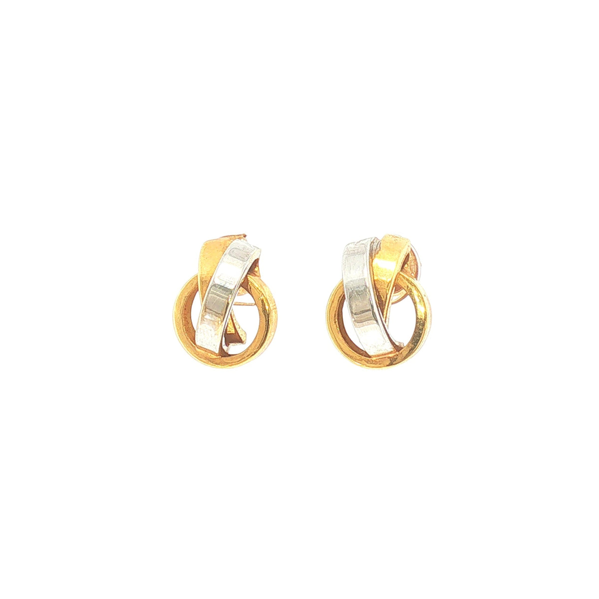 Two-Toned Circular Bar Stud Earrings in 18ct White and Yellow Gold