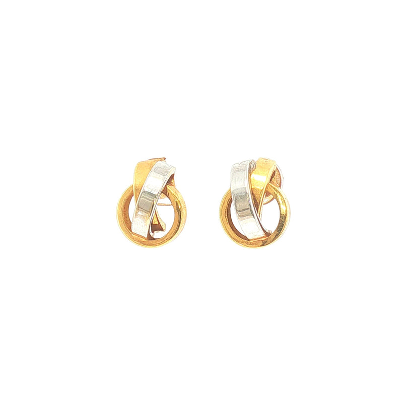 Two-Toned Circular Bar Stud Earrings in 18ct White and Yellow Gold