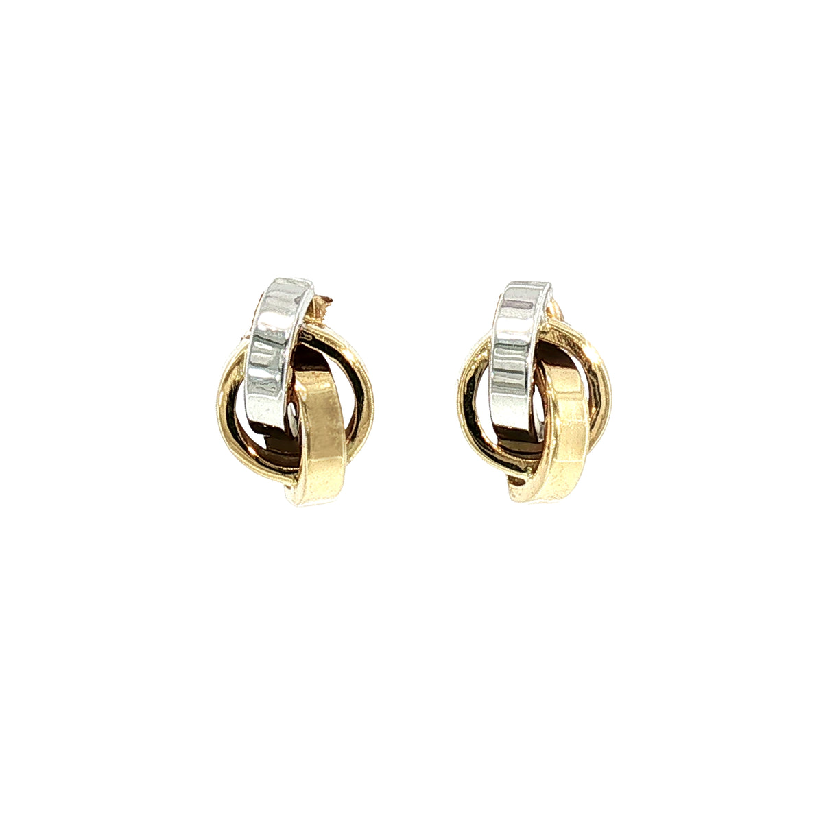 Two-Toned Circular Stud Earrings in 18ct White and Yellow Gold