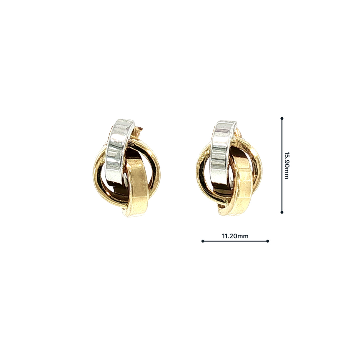 Two-Toned Circular Stud Earrings in 18ct White and Yellow Gold