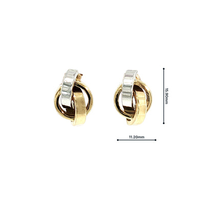 Two-Toned Circular Stud Earrings in 18ct White and Yellow Gold