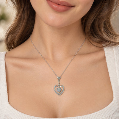 Natural Diamond Double Heart Charm Necklace in 18ct White Gold