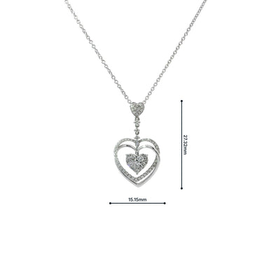 Natural Diamond Double Heart Charm Necklace in 18ct White Gold