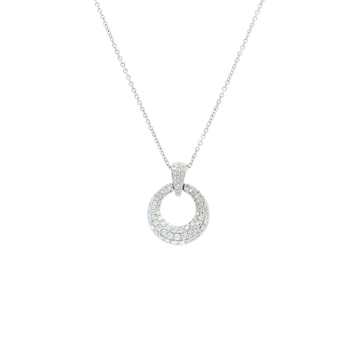 0.70ct Natural Diamond Circular Pendant 18ct White Gold