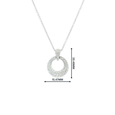 0.70ct Natural Diamond Circular Pendant 18ct White Gold