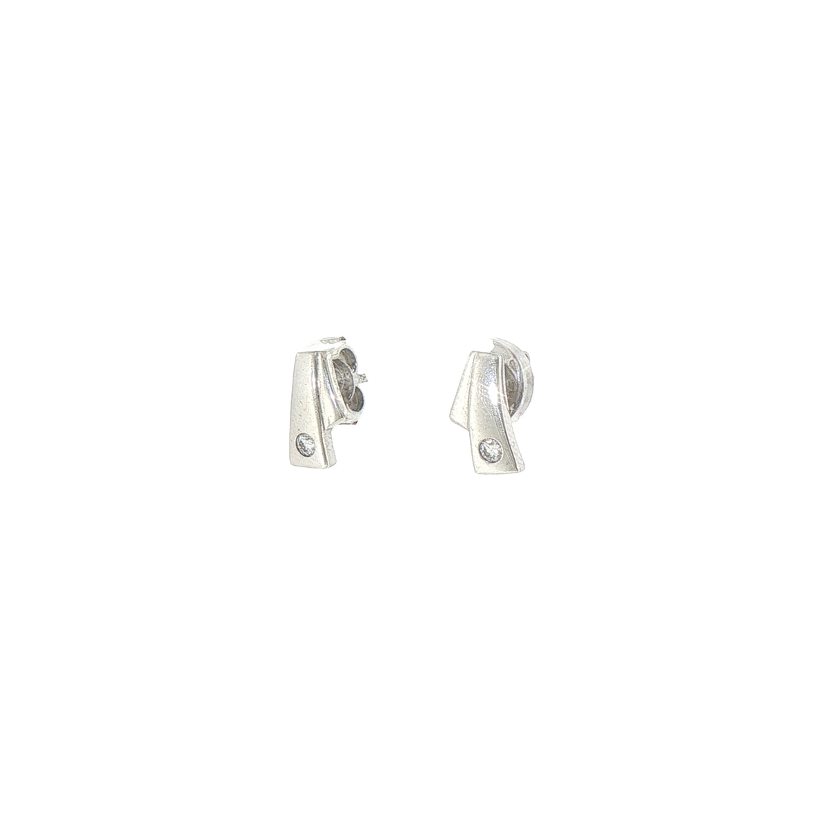 V-Shaped Natural Diamond Stud Earrings in 9ct White Gold