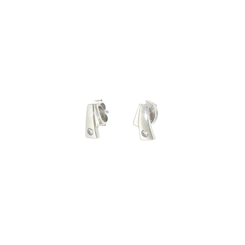 V-Shaped Natural Diamond Stud Earrings in 9ct White Gold