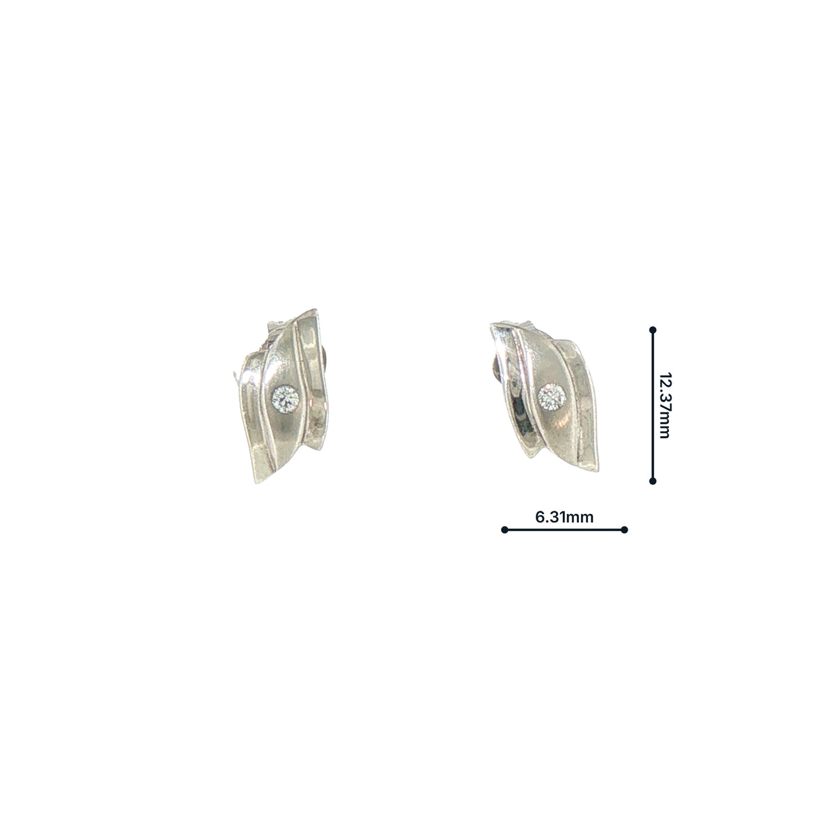 Wave Shaped Natural Diamond Stud Earrings in 9ct White Gold